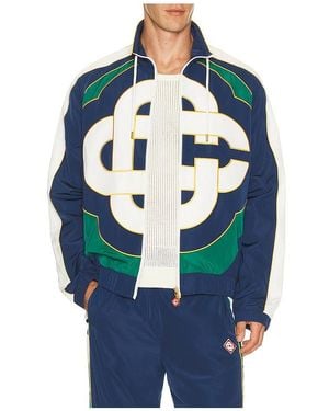 CASABLANCA Applique Color Block Windbreaker Jacket - Blue