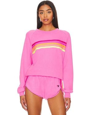 Aviator Nation X Revolve 5 Stripe Crew Sweatshirt - Pink