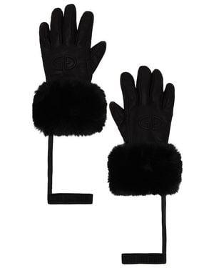 Goldbergh Lady Leather Embossed Logo Mittens - Black