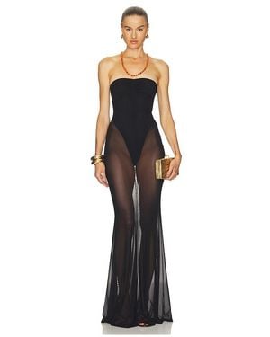 Markgong Mesh Bodysuit Maxi Dress - Black