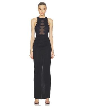 Halo Wave Lace Evening Dress - Black