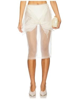 Milkwhite X Revolve Organza Midi Skirt With Big Bow - White