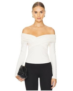 Line & Dot Oberteil Towne Off Shoulder - Weiß