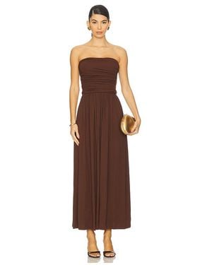 Runaway the Label Malone Ruched Strapless Maxi Dress - Brown