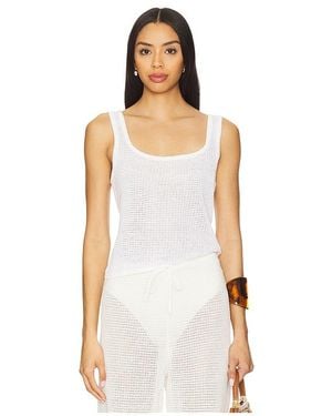 Onia Linen Knit Square Neck Tank - White