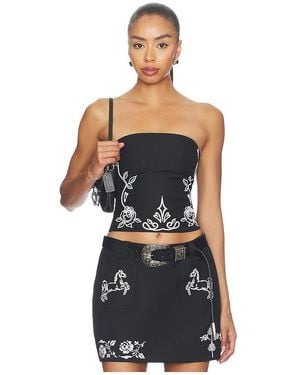 Markgong Floral Embroidered Tube Top En Color Negro Talla (También En 36/4, 38/6, 40/8, 42/10)