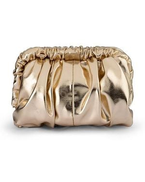 OLGA BERG Betty Metallic Clutch - Natural
