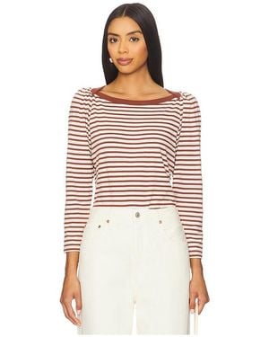 Nation Los Angeles Amelie Envelope Neck Top En Color Marrón Talla (También En M, S, Xl/1X, Xs) - Rojo