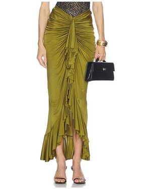 Atlein Ruffle Long Skirt - Green