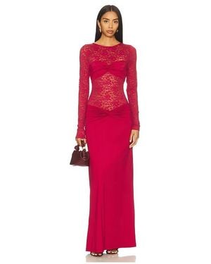Runaway the Label Larna Lace Long Sleeve Maxi Dress - Red