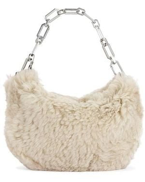 AllSaints Madea Mini Shearling Bag - White