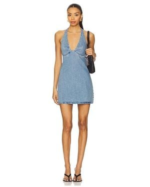 white christmas dresses FLORAL DENIM MINI DRESS – Blue Eyed Monkey Boutique main image 1