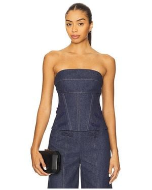SAU LEE Brooklyn Corset Top - Blue