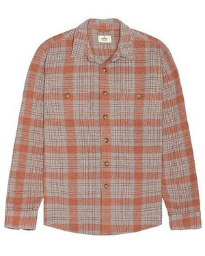 Marine Layer Stretch Twill Plaid Shirt - Pink