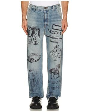 One Of These Days All Over Print Painters Pant - Blue