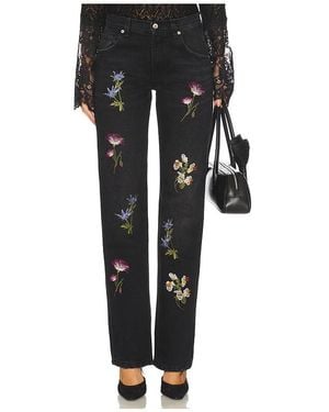 Blumarine Embroidered Denim Straight Leg - Black