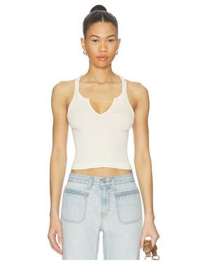 RE/DONE V Cut Ribbed Tank Top - White