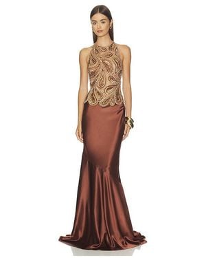 retroféte Evolet Embroidered Dress - Brown
