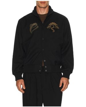 Etai LA 3d Print Bonsai Tree Fold Over Collar Bomber - Black