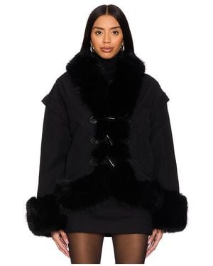 OW Collection Kyoto Faux Fur Bomber Jacket - Black