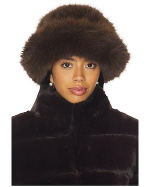 Jocelyn Oversized Faux Fur Bucket Hat - Black