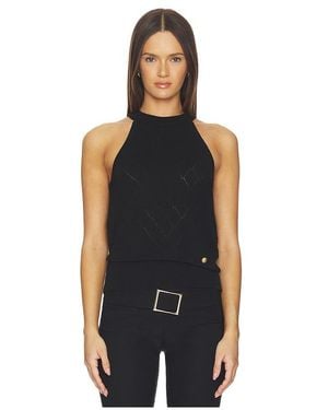 Balmain Halterneck Quilted Light Wool Top - Black