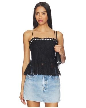 Alice + Olivia Alessia Lace Ruffle Crop Top - Blue