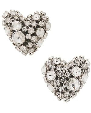 Area Crystal Cluster Heart Earrings - White