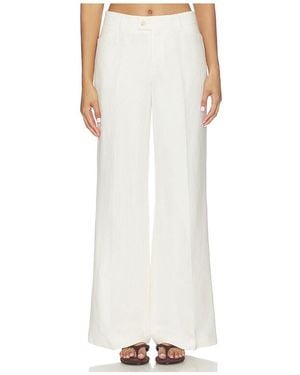 Closed Flared Linen Trousers - White