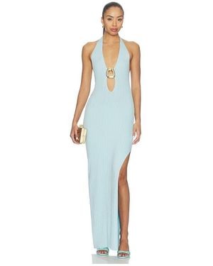 Runaway the Label Lilabelle Halter Knit Maxi Dress - Blue