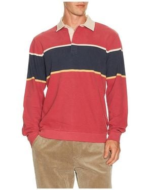 Marine Layer Sueded Rugby Polo - Red