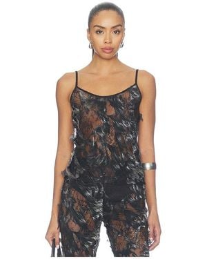 Roberto Cavalli Destroyed Lace Top - Black