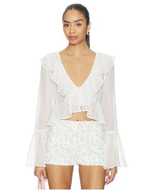 For Love & Lemons Lila Flare Top - White