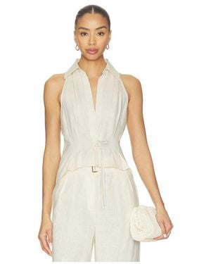 Hevron Sloan Linen Vest - Natural