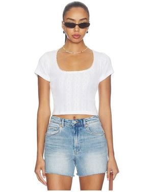 GOOD AMERICAN The Pointelle Square Neck Top - Blue