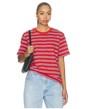 La Ligne Striped Oversized Boyfriend Tee - Red