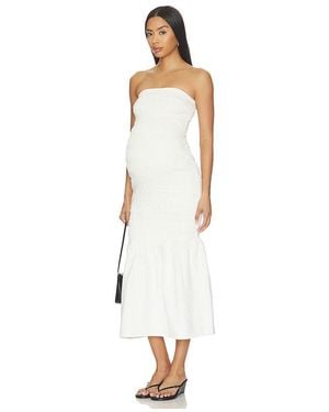 BUMPSUIT Denim Smocked Dress - White