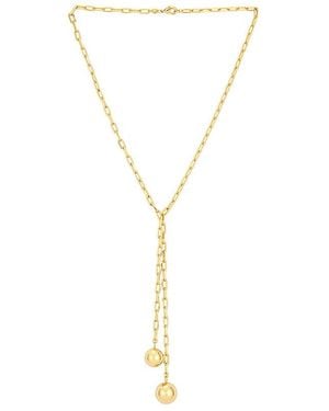 By Adina Eden Double Ball Link Drop Lariat Necklace - Metallic