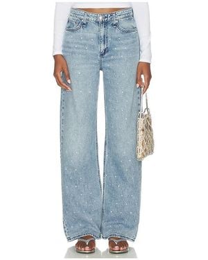 Rag & Bone Featherweight Logan Embellished Wide Jeans - Blau