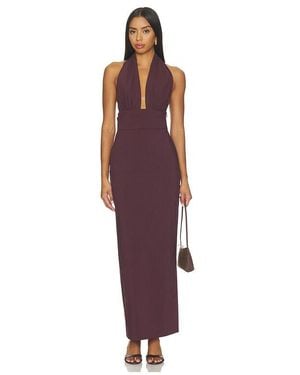 Shona Joy Campbell Halter Plunged Maxi Dress - Purple
