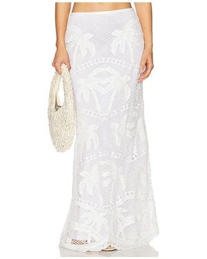 Le Superbe Bohemia Palms Slim Maxi Skirt - White