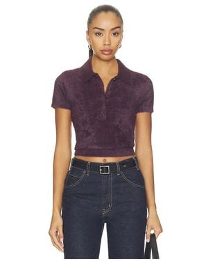 L'Agence 'Agence Cirrus Short Sleeve Crop Polo - Blue