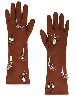 Ulla Johnson Verzierte Lederhandschuhe Laetitia - Braun