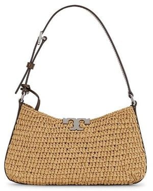 Tory Burch Eleanor Straw Slim Shoulder Bag - Metallic