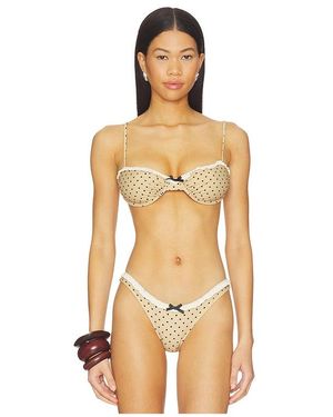 With Jean Jeanie Polka Dot Bikini Top - Natural