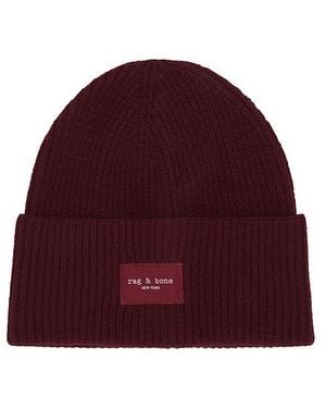 Rag & Bone Gorro Blake En Color Burgundy Talla - Rojo