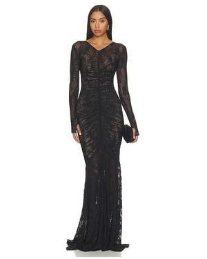 Norma Kamali Shirred Front Fishtail Gown - Black