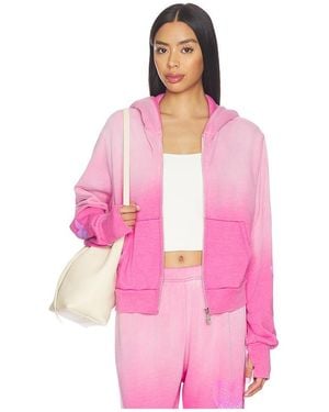 Lauren Moshi Butterfly Heart Crop Zip Hoodie - Pink