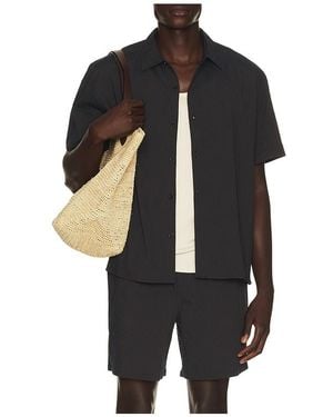 Percival Rowan Seersucker Boxy Shirt - Black