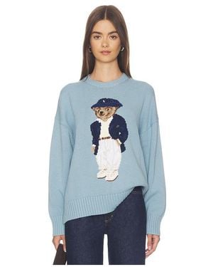 Polo Ralph Lauren Bären-Rundhalspullover Aus Baumwolle - Blau